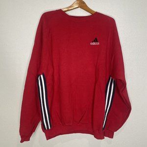 Vtg 80s Adidas Sweatshirt Mens XL Red Stripes Side Pullover Embroidered 3 Stripe